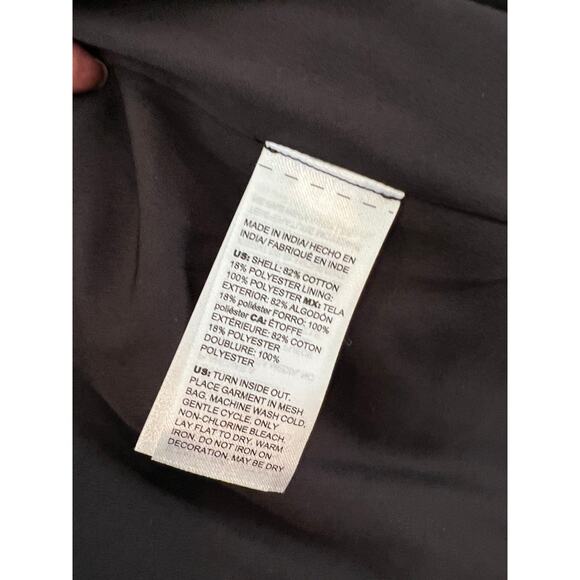 Chicos Soft Black & White Print Jacket Blazer Gold Accents, Faux Leather Trim - Picture 8 of 9